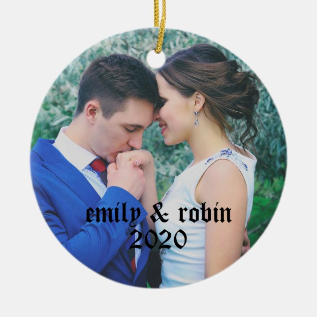 Personalised Couple's Monogram Photo Ornament (Front)