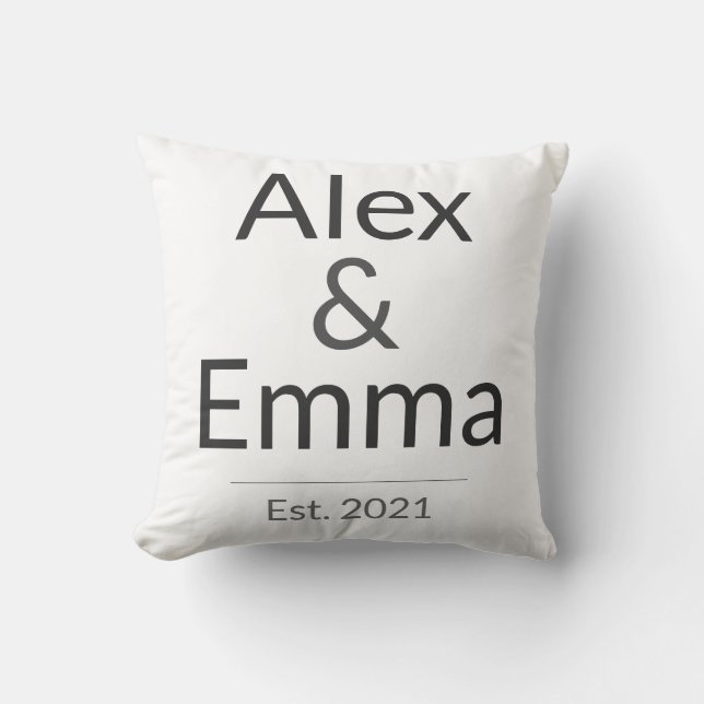 Personalised Couples Mug – Custom Names & Year Gif Cushion (Front)