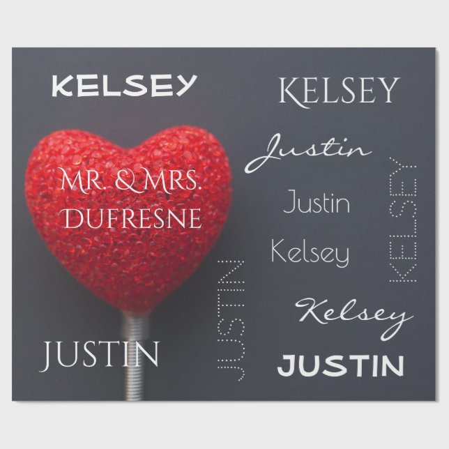 Personalised Couple's Name Wrapping Paper (Flat)
