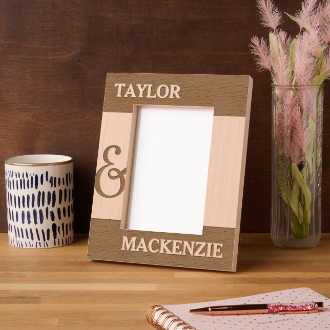 Personalised Couples Names and Ampersand  Etched Frames (Left)