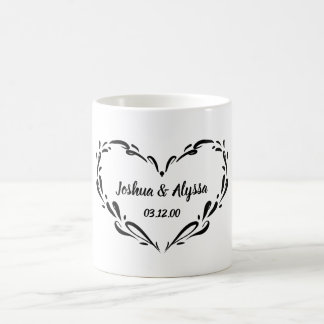 Personalised Couple's Names Elegant Heart Gift Coffee Mug
