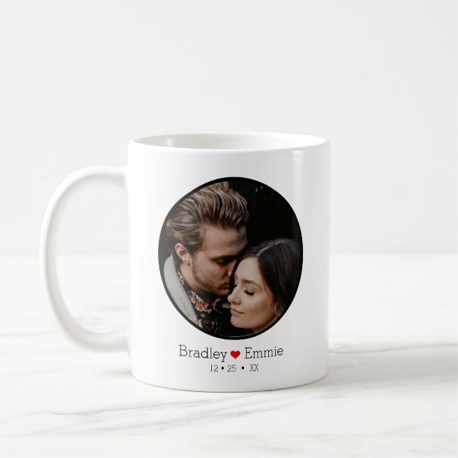 Personalised Couples Photo Name and Date   Coffee Mug (Left)