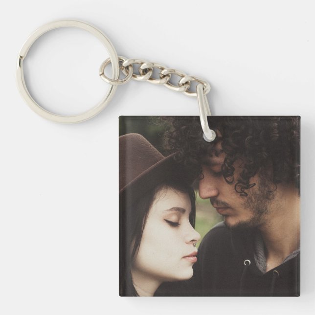 Personalised Couple's  Photo Square Keychain (Front)