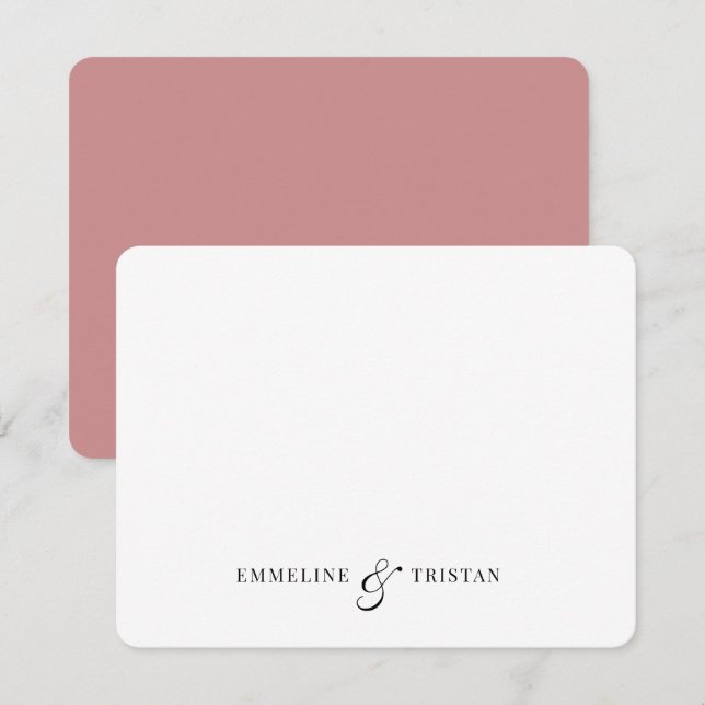 Personalised Couples Stationery Deep Rose Pink Card (Front/Back)