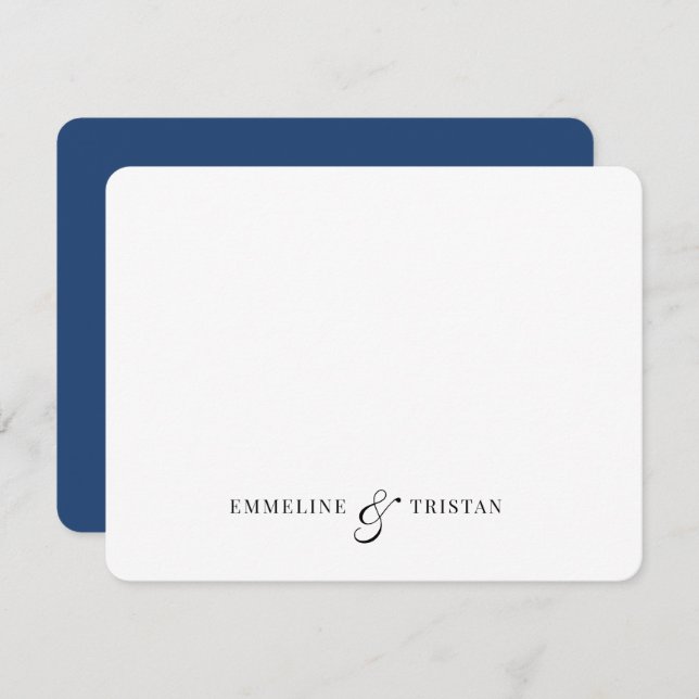 Personalised Couples Stationery Navy Blue Card (Front/Back)