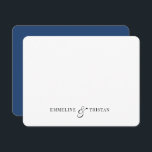Personalised Couples Stationery Navy Blue Card<br><div class="desc">Personalised light blue green stationery notecards for couples,  with their names joined by an elegant ampersand. A lovely gift for newlyweds. The rounded corners add a touch of elegance. Add your note on the front above the names and the back is a solid navy blue.</div>
