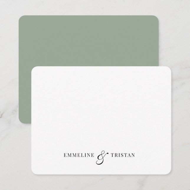 Personalised Couples Stationery Sage Green Card (Front/Back)