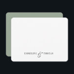 Personalised Couples Stationery Sage Green Card<br><div class="desc">Personalised stationery sage green notecards for couples,  with their names joined by an elegant ampersand. A lovely gift for newlyweds. The rounded corners add a touch of elegance. Sage green on the back.</div>