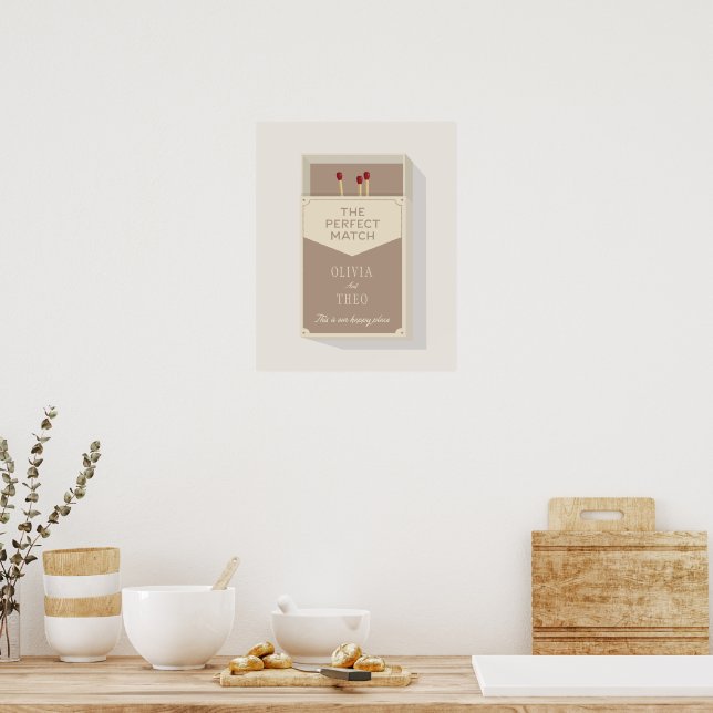 Personalised Couples The Perfect Match Matchbox Poster (Kitchen)