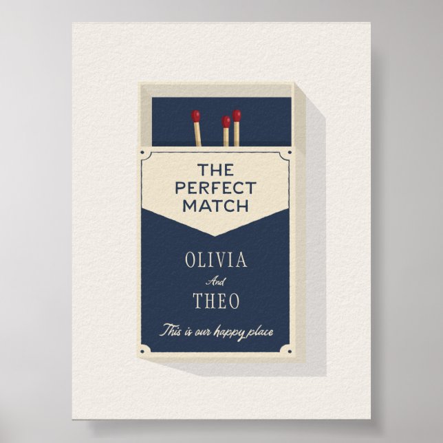 Personalised Couples The Perfect Match Matchbox Poster (Front)