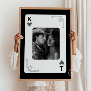 Personalised Couples Western Playing Card Black Poster