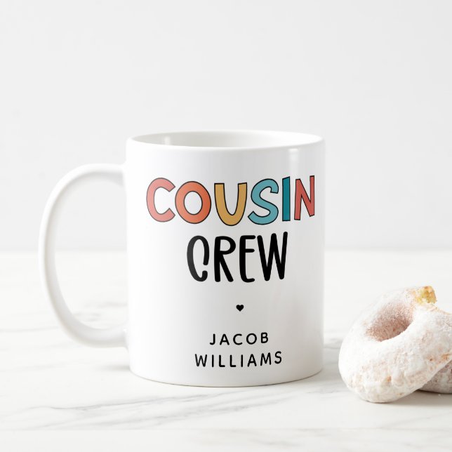 Personalised Cousin Crew Matching Cousins Gift  Coffee Mug (With Donut)