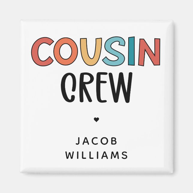 Personalised Cousin Crew Matching Cousins Gift Magnet (Front)