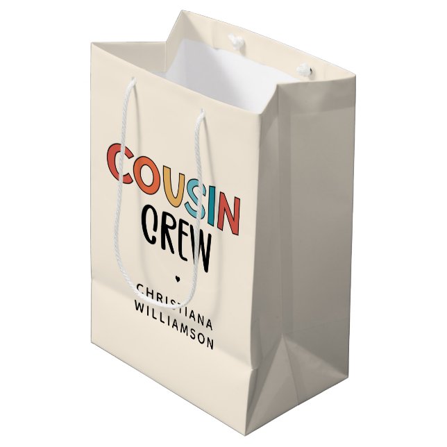 Personalised Cousin Crew Matching Cousins Gift Medium Gift Bag (Front Angled)