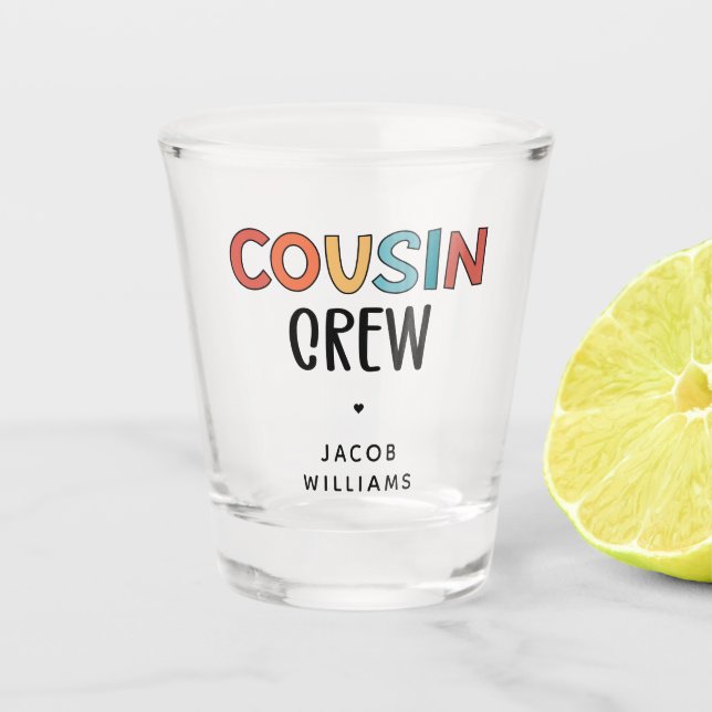 Personalised Cousin Crew Matching Cousins Gift Shot Glass (Front)