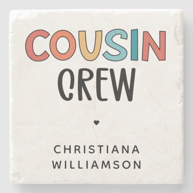 Personalised Cousin Crew Matching Cousins Gift Stone Coaster (Front)
