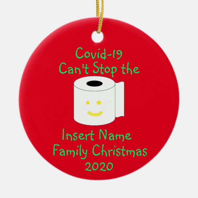Personalised Covid-19 Can't Stop Christmas Ceramic Ornament (Front)