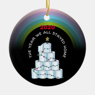 Personalised COVID 2020 Christmas We Stayed Home Ceramic Ornament