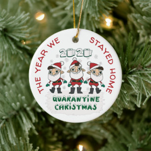 Personalised COVID 2020 Christmas We Stayed Home Ceramic Ornament