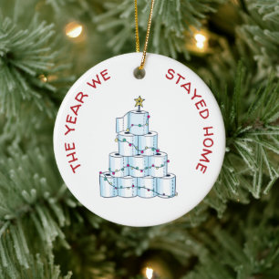 Personalised COVID 2020 Christmas We Stayed Home Ceramic Ornament