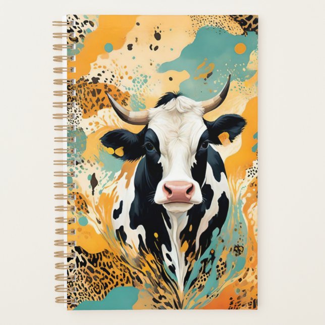 Personalised Cow Animal Print Planner (Front)