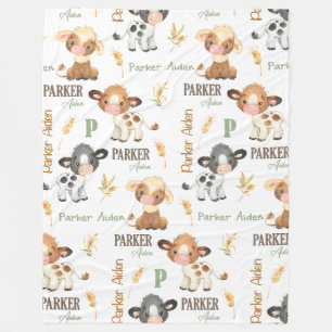 Personalised Cow Baby Blanket 60x80 Fleece