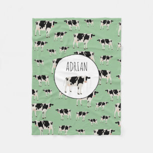 Personalised Cow Farm Animal Pattern Fleece Blanket