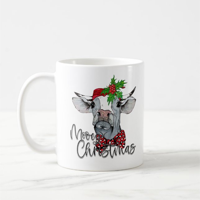 Personalised Cow Mooey Christmas Coffee Mug (Left)