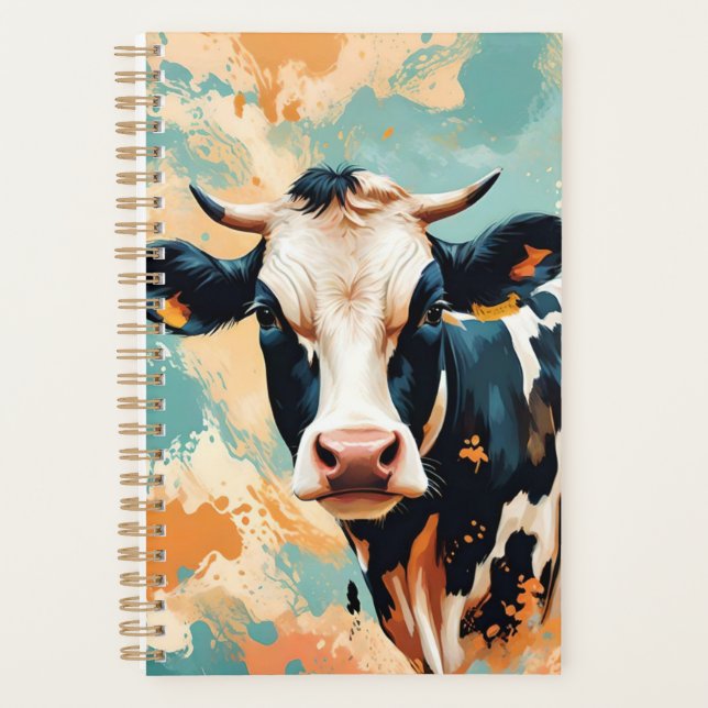 Personalised Cow Portrait Colour Splash Planner (Front)
