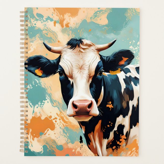 Personalised Cow Portrait Colour Splash Planner (Front)