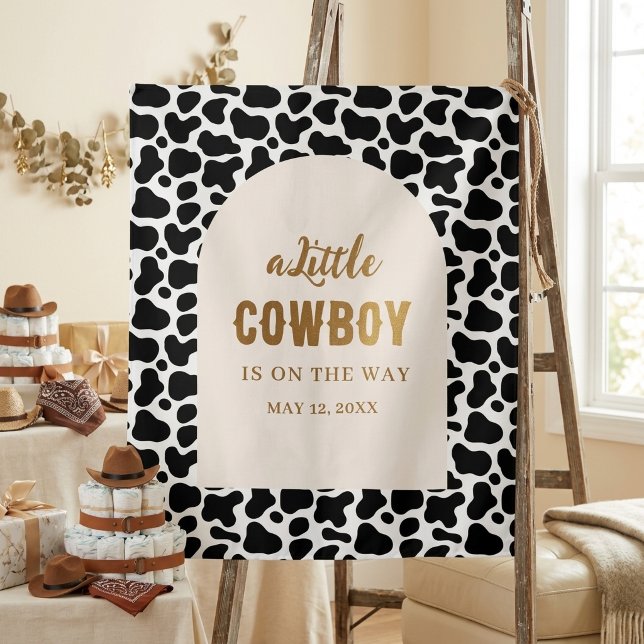 Personalised Cow Print Banner for First Rodeo Tapestry (Creator Uploaded)