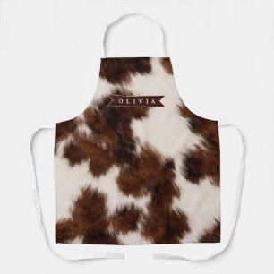 Personalised Cow Print Cowgirl Western Style Gift Apron