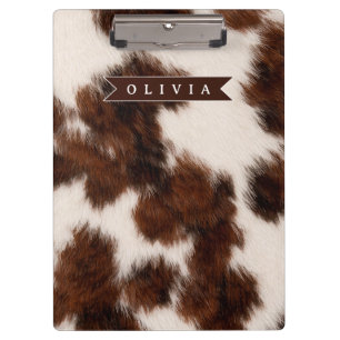Personalised Cow Print Cowgirl Western Style Gift Clipboard