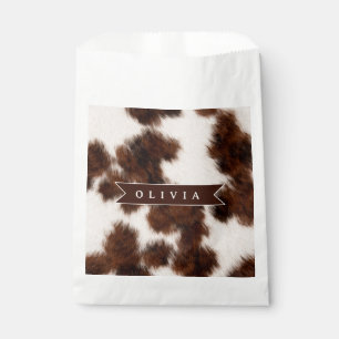 Personalised Cow Print Cowgirl Western Style Gift Favour Bag