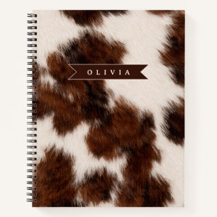 Personalised Cow Print Cowgirl Western Style Gift Notebook