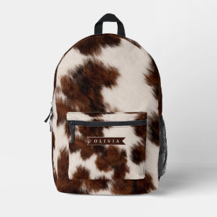 Personalised Cow Print Cowgirl Western Style Gift Printed Backpack