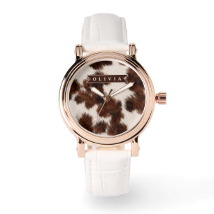 Personalised Cow Print Cowgirl Western Style Gift Watch