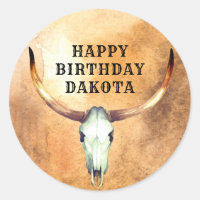 Personalised Cow Skull Steer Cowboy Birthday Clas