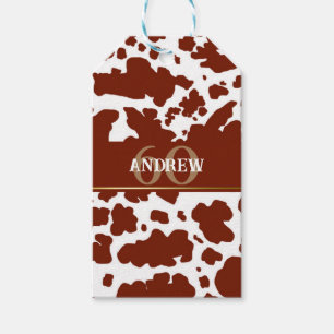 Personalised Cow Spots Print Farmer Birthday Gift Tags