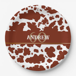Personalised Cow Spots Print Farmer Birthday Paper Plate