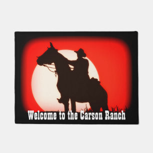 Personalised Cowboy and Horse at Sunset Doormat