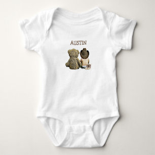 Personalised Cowboy and Teddy Bear Baby One Piece Baby Bodysuit
