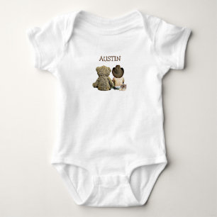 Personalised Cowboy and Teddy Bear Baby One Piece Bodysuit
