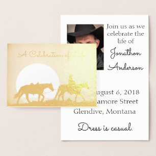 Personalised Cowboy Celebration of Life Foil Card