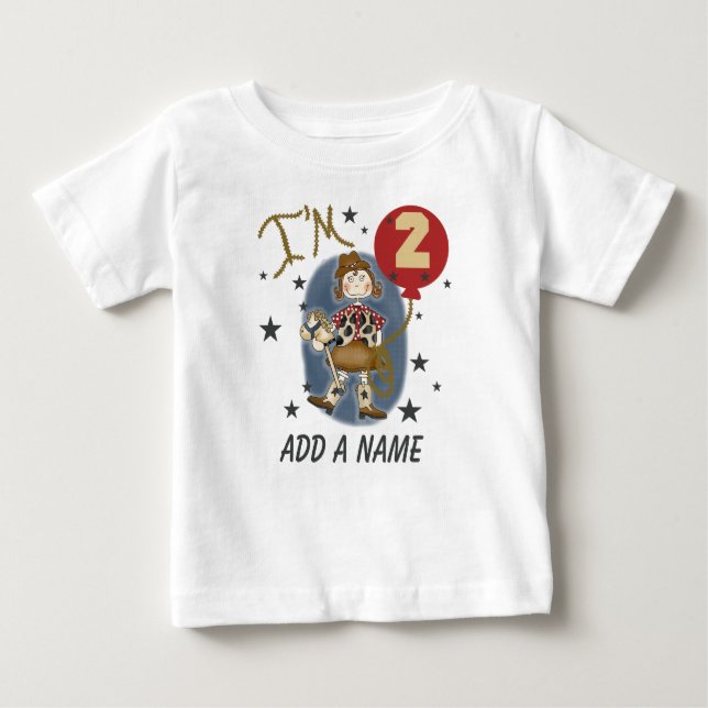 Personalised Cowgirl 2nd Birthday T-shirt (Front)