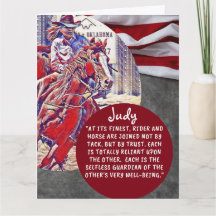 Personalised Cowgirl Barrel Racer Red White Blue