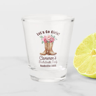 Personalised Cowgirl Boots and Floral Bachelorette Shot Glass