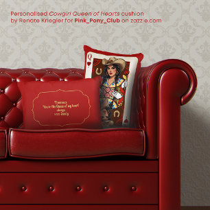 Personalised Cowgirl Midwest Queen of Hearts Card Decorative Cushion
