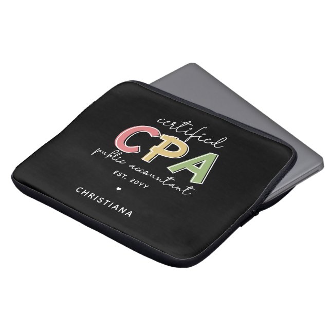 Personalised CPA Certified Public Accountant Gift Laptop Sleeve (Front Top)