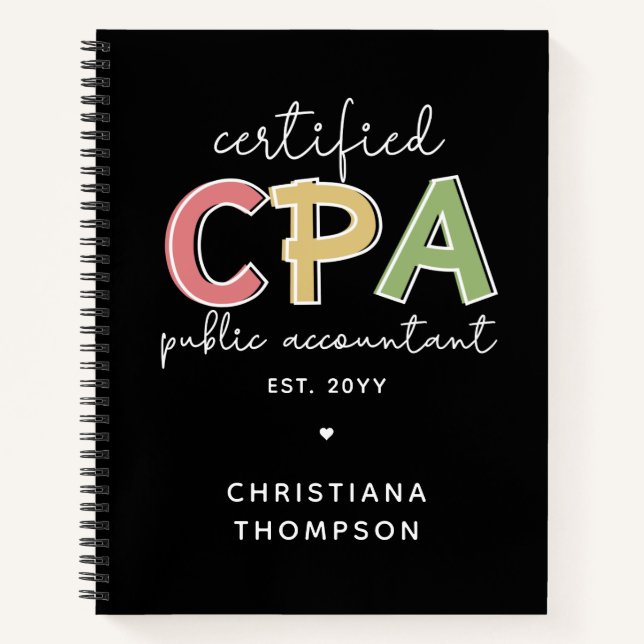 Personalised CPA Certified Public Accountant Gift Notebook (Front)